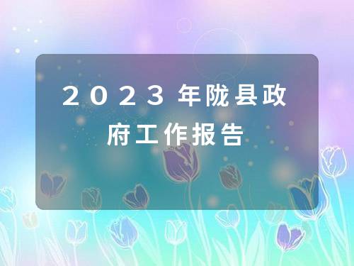 2023年陇县政府工作报告