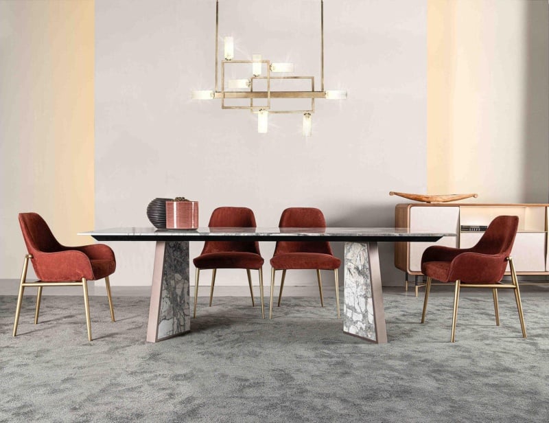 Vendome Dining Room modern Italian table with grey marble