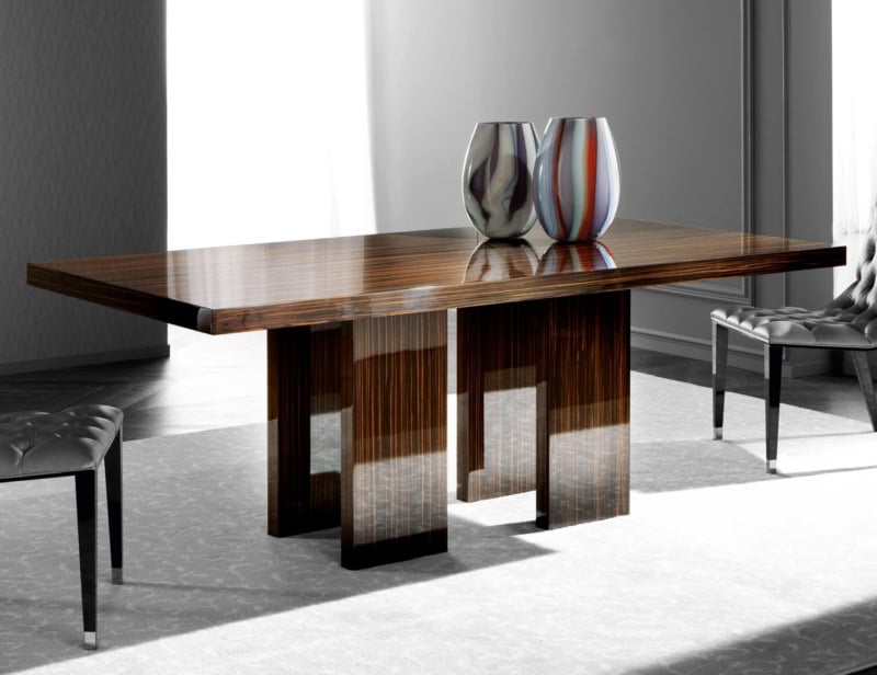 Air modern Italian extendable table with brown Ebony wood