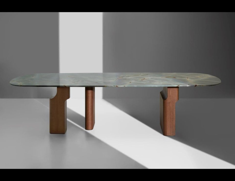 Kenya modern luxury table with blue Cuartzite blue roma marble