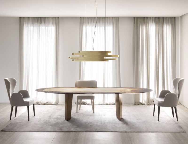 Pedro modern luxury table with brown lacquer wood