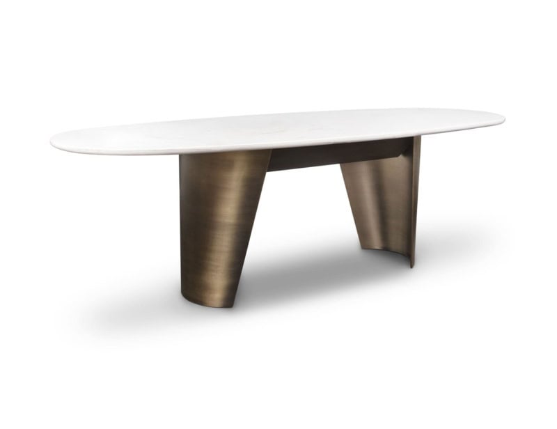 Bend modern Italian table with white marble