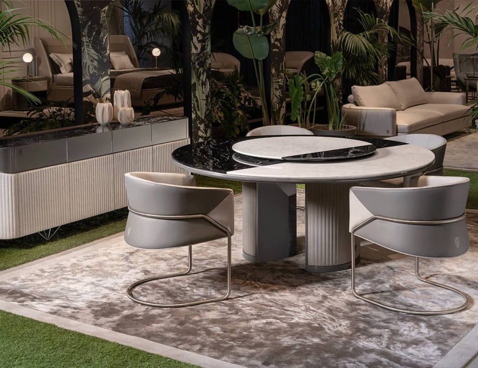 Palace Dining Room modern luxury table with beige marble