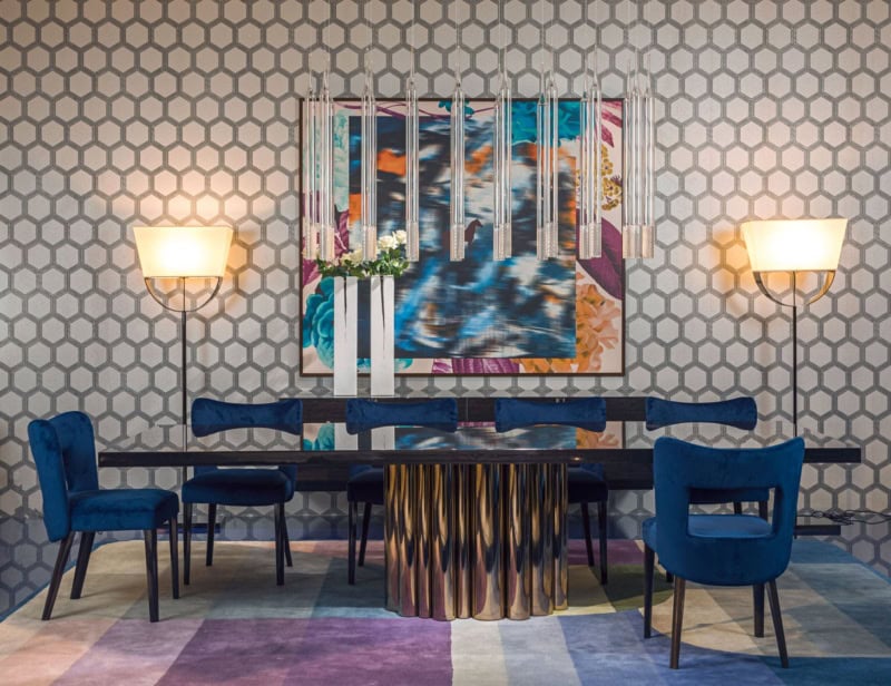 Splendor modern Italian extendable table with brown Zulu wood